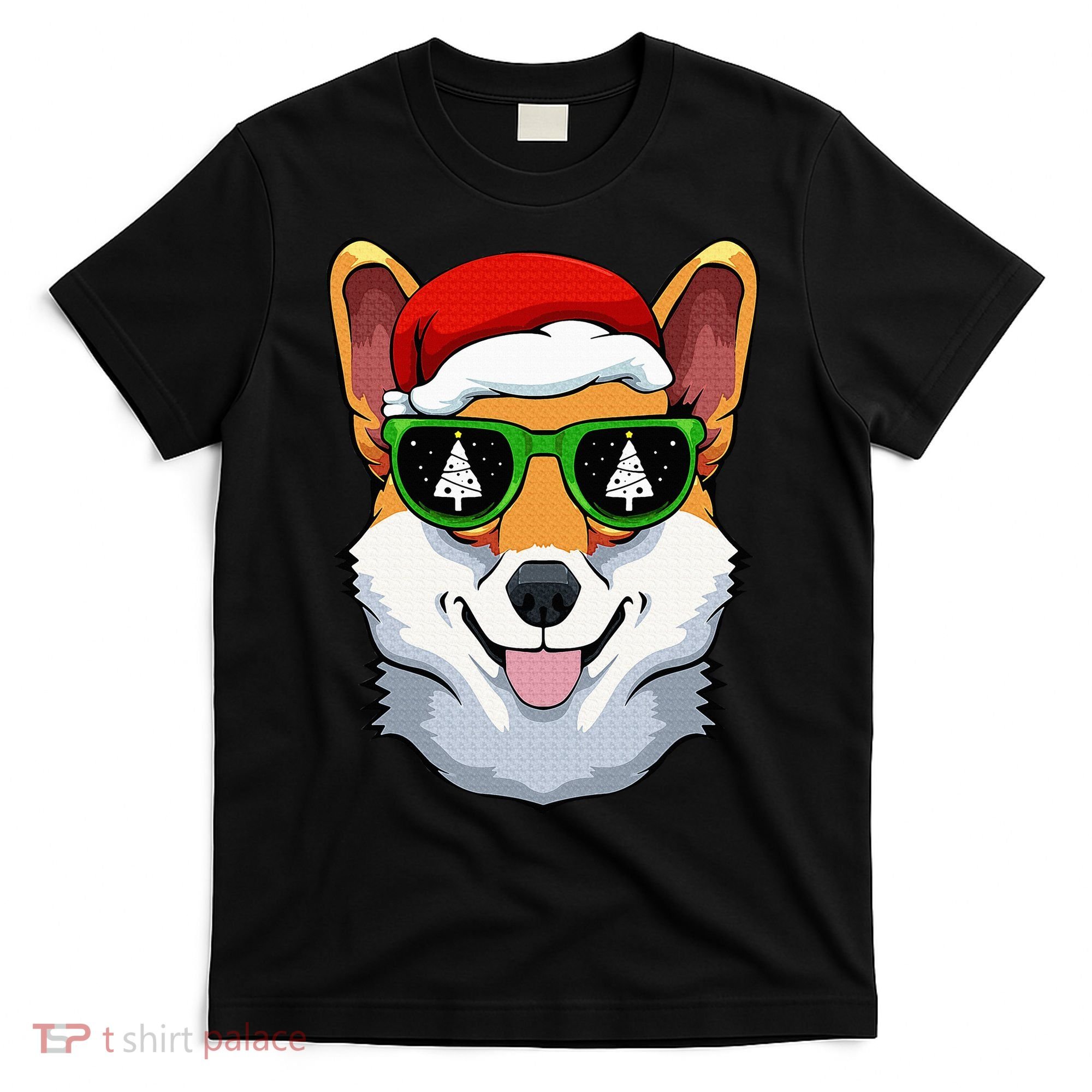 Corgi Sunglasses Christmas Pajama Dog Santa Hat XMas Tree T-Shirt