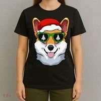 Corgi Sunglasses Christmas Pajama Dog Santa Hat XMas Tree T-Shirt thumb 4