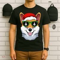 Corgi Sunglasses Christmas Pajama Dog Santa Hat XMas Tree T-Shirt thumb 6