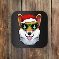Corgi Sunglasses Christmas Pajama Dog Santa Hat XMas Tree Coaster thumb 0