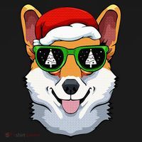 Corgi Sunglasses Christmas Pajama Dog Santa Hat XMas Tree Women's Hoodie thumb 2