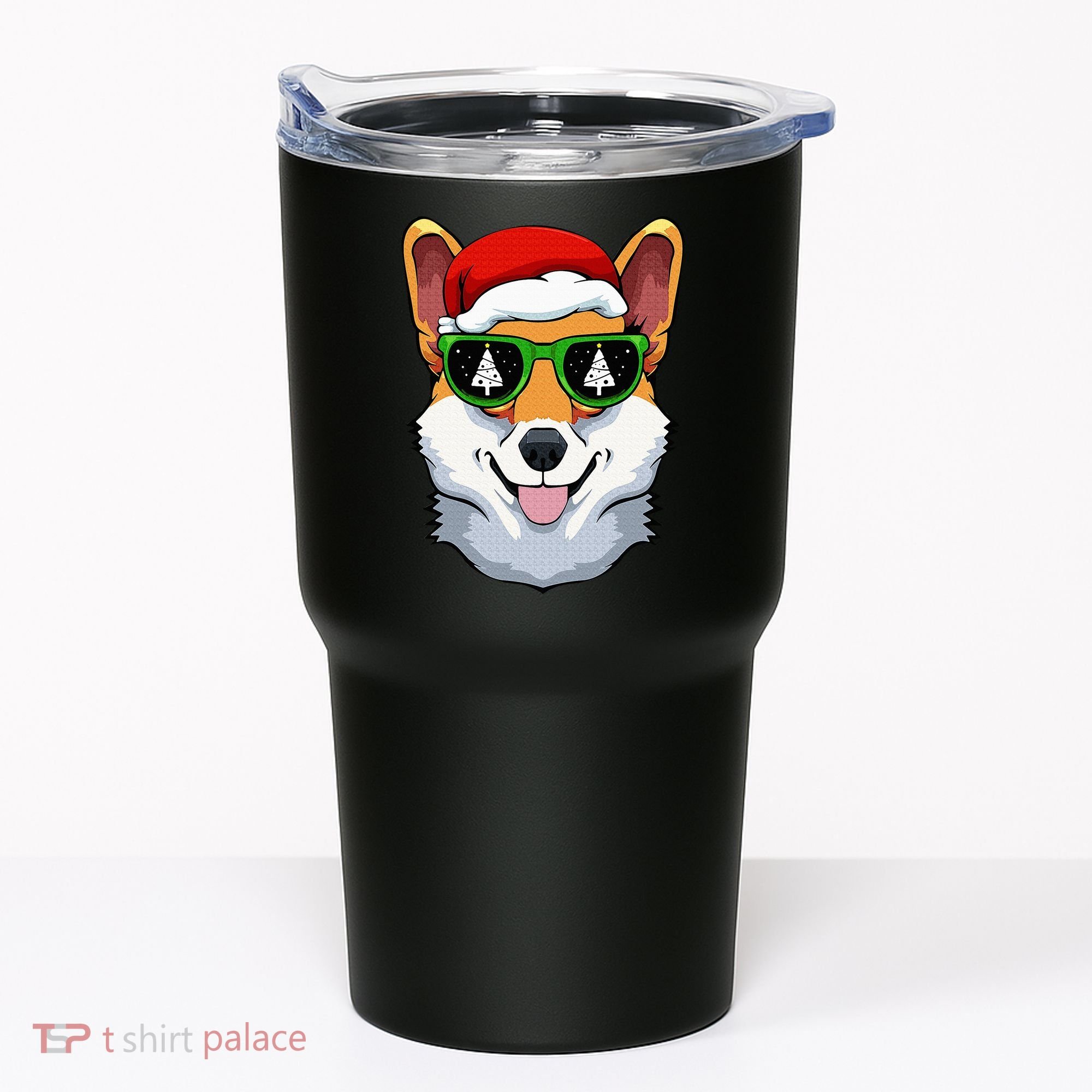 Corgi Sunglasses Christmas Pajama Dog Santa Hat XMas Tree Tumbler