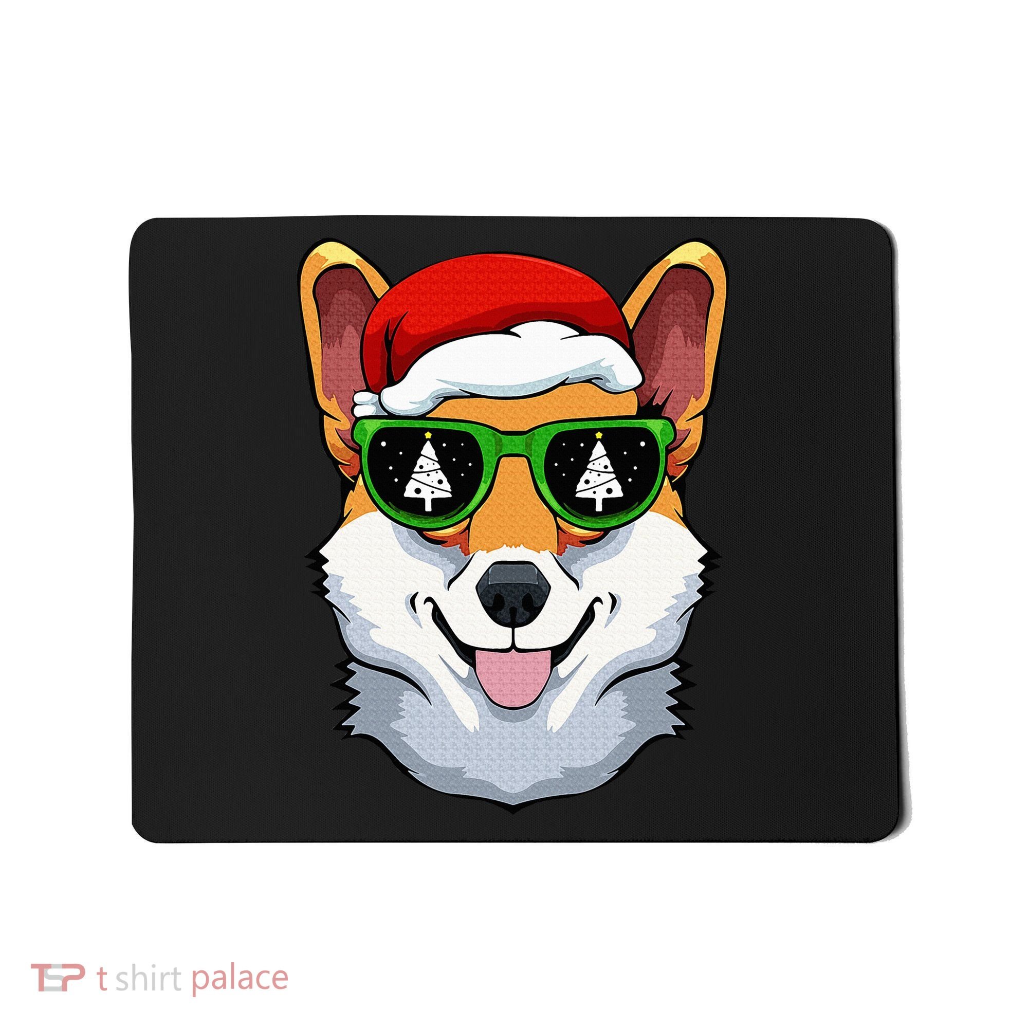 Corgi Sunglasses Christmas Pajama Dog Santa Hat XMas Tree Mousepad