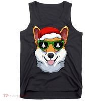 Corgi Sunglasses Christmas Pajama Dog Santa Hat XMas Tree Tank Top thumb 0