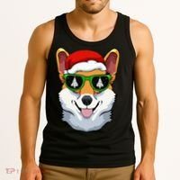 Corgi Sunglasses Christmas Pajama Dog Santa Hat XMas Tree Tank Top thumb 3