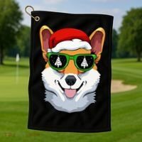 Corgi Sunglasses Christmas Pajama Dog Santa Hat XMas Tree Golf Towel thumb 1