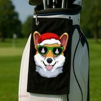 Corgi Sunglasses Christmas Pajama Dog Santa Hat XMas Tree Golf Towel thumb 2