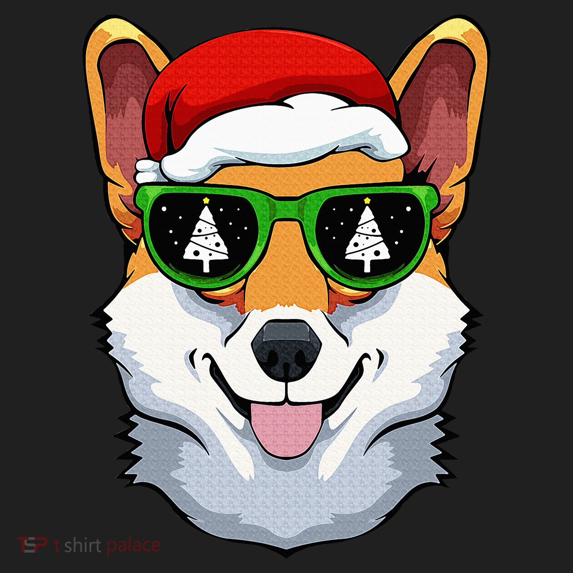 Corgi Sunglasses Christmas Pajama Dog Santa Hat XMas Tree Golf Towel