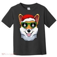 Corgi Sunglasses Christmas Pajama Dog Santa Hat XMas Tree Toddler T-Shirt thumb 0