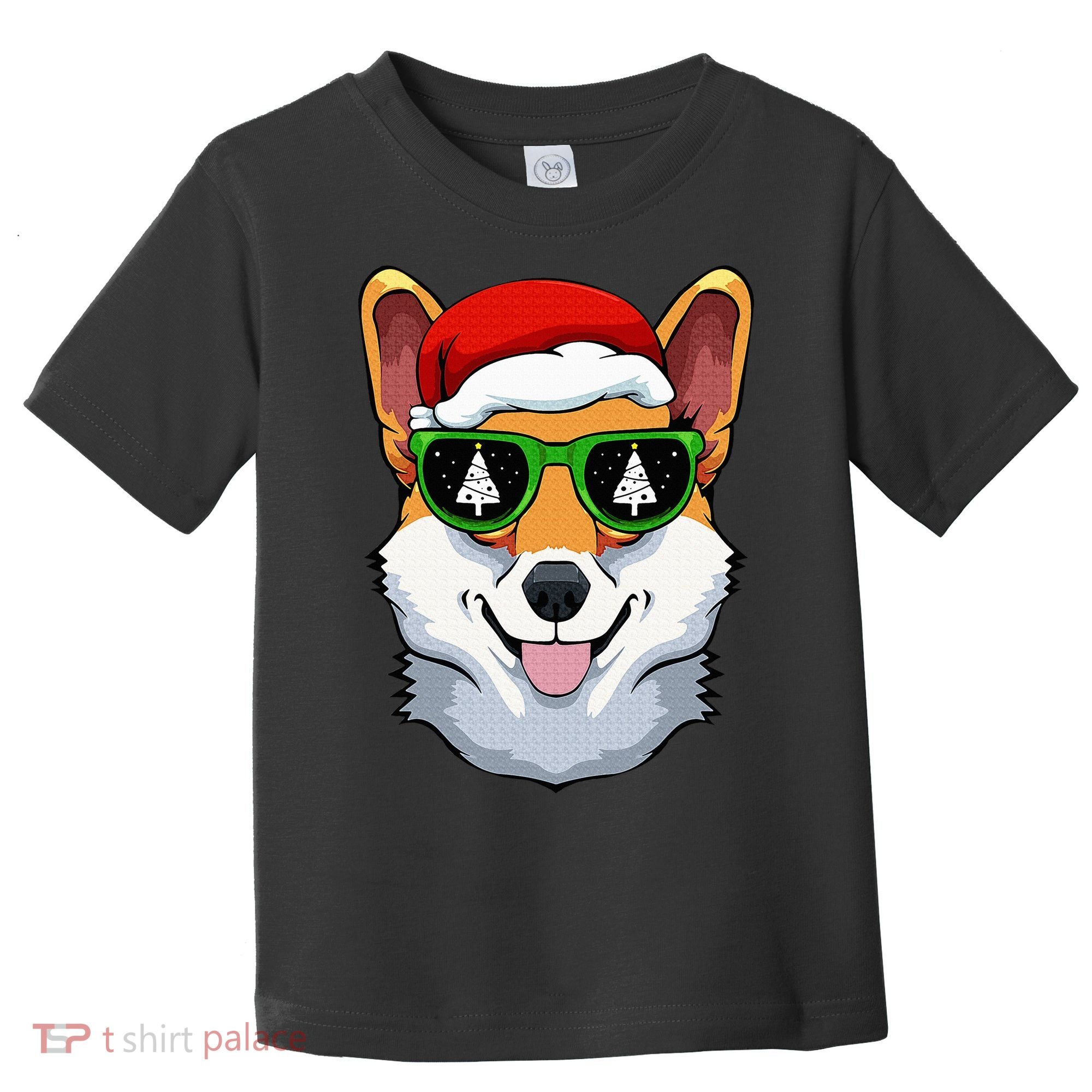 Corgi Sunglasses Christmas Pajama Dog Santa Hat XMas Tree Toddler T-Shirt