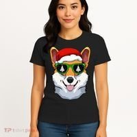 Corgi Sunglasses Christmas Pajama Dog Santa Hat XMas Tree Women's T-Shirt thumb 4
