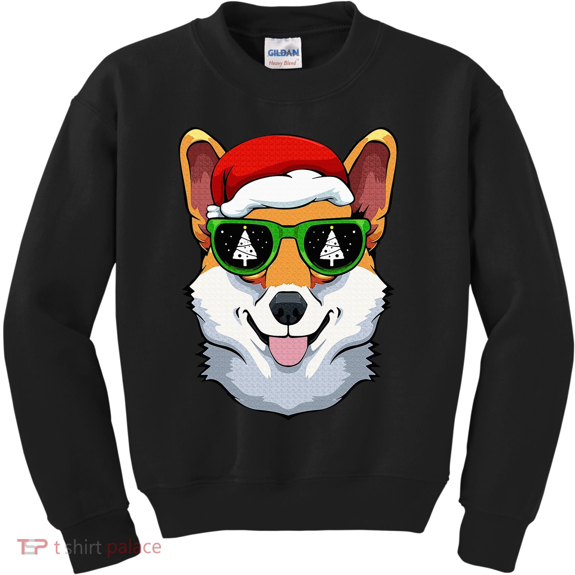 Corgi Sunglasses Christmas Pajama Dog Santa Hat XMas Tree Kids Sweatshirt