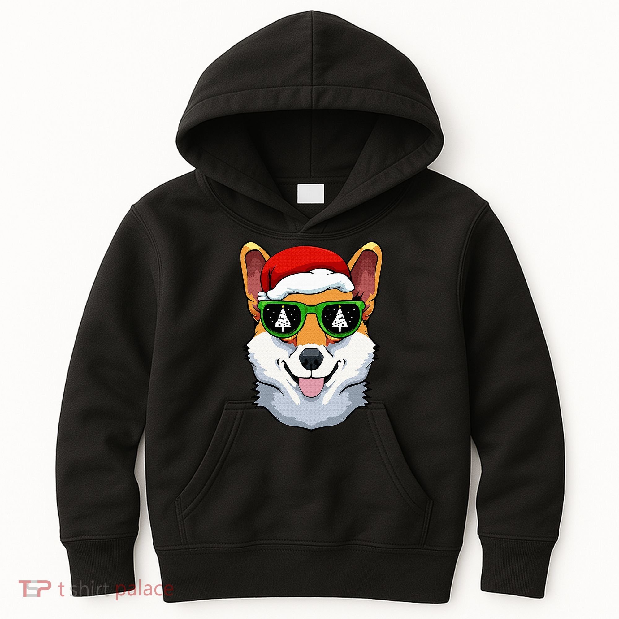 Corgi Sunglasses Christmas Pajama Dog Santa Hat XMas Tree Kids Hoodie