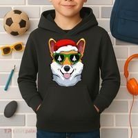 Corgi Sunglasses Christmas Pajama Dog Santa Hat XMas Tree Kids Hoodie thumb 2