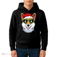 Corgi Sunglasses Christmas Pajama Dog Santa Hat XMas Tree Kids Hoodie thumb 4