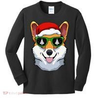 Corgi Sunglasses Christmas Pajama Dog Santa Hat XMas Tree Kids Long Sleeve Shirt thumb 0