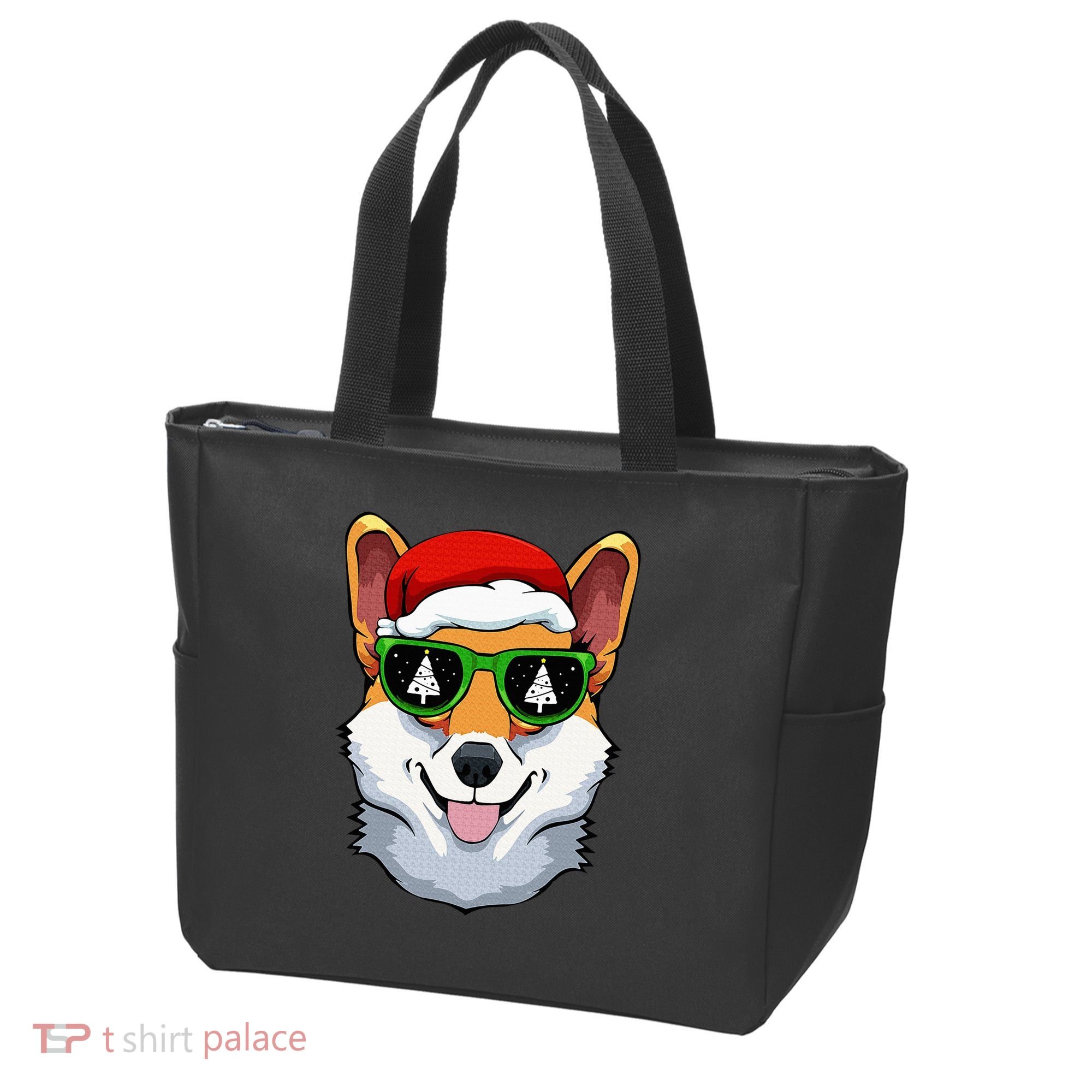 Corgi Sunglasses Christmas Pajama Dog Santa Hat XMas Tree Tote Bag