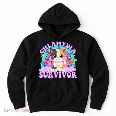 Chlamydia Survivor Cat Rainbow Gift Hoodie