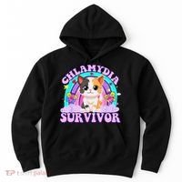 Chlamydia Survivor Cat Rainbow Gift Hoodie thumb 0