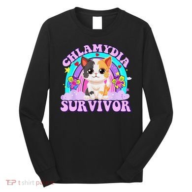 Chlamydia Survivor Cat Rainbow Gift Long Sleeve Shirt