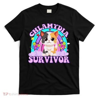 Chlamydia Survivor Cat Rainbow Gift T-Shirt