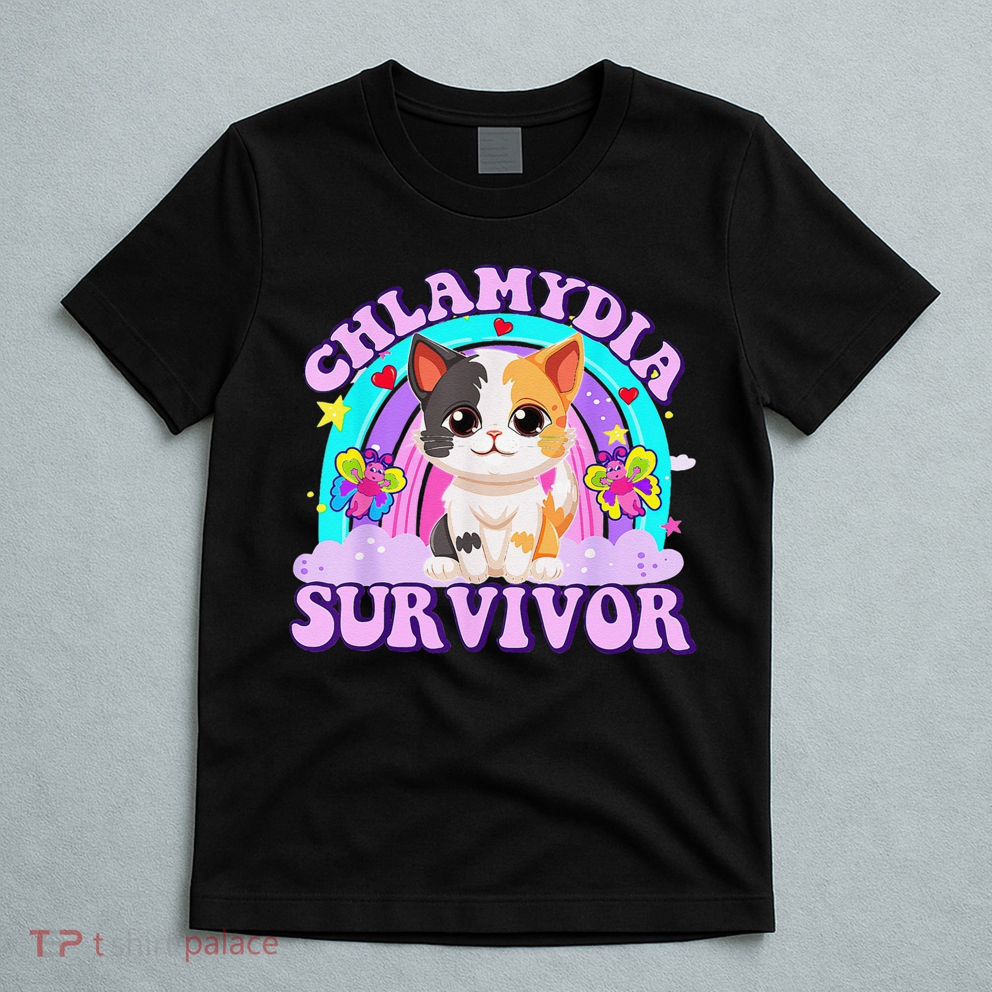 Chlamydia Survivor Cat Rainbow Gift T-Shirt