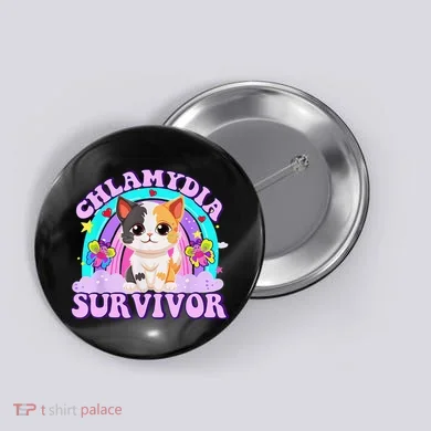 Chlamydia Survivor Cat Rainbow Gift Button