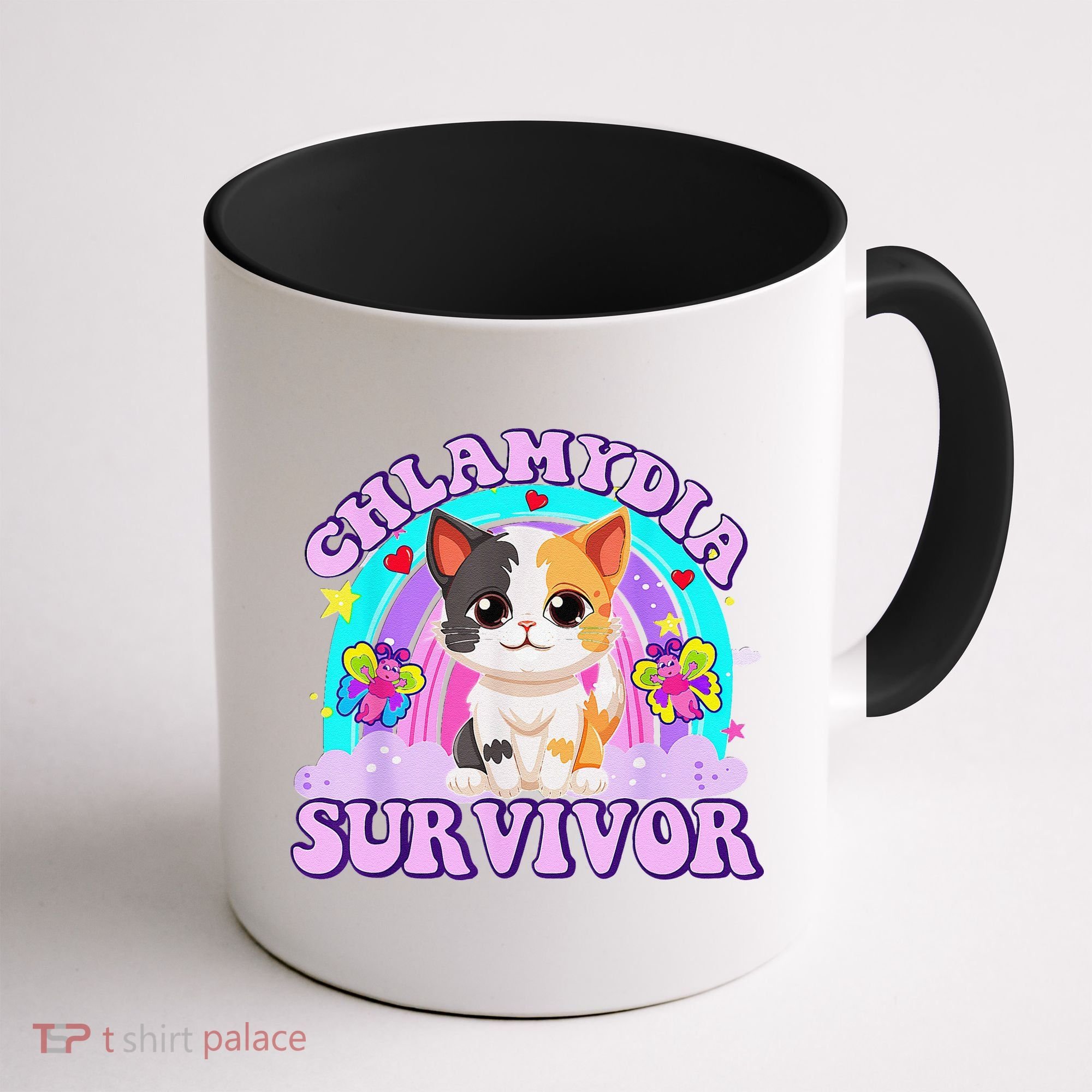 Chlamydia Survivor Cat Rainbow Gift Coffee Mug