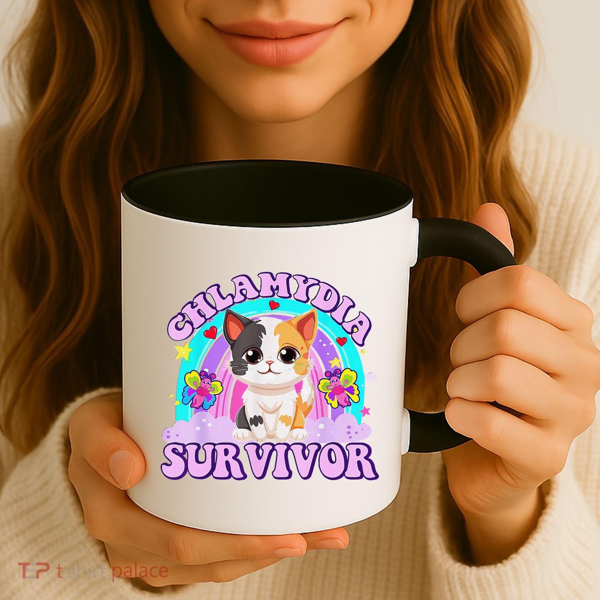 Chlamydia Survivor Cat Rainbow Gift Coffee Mug