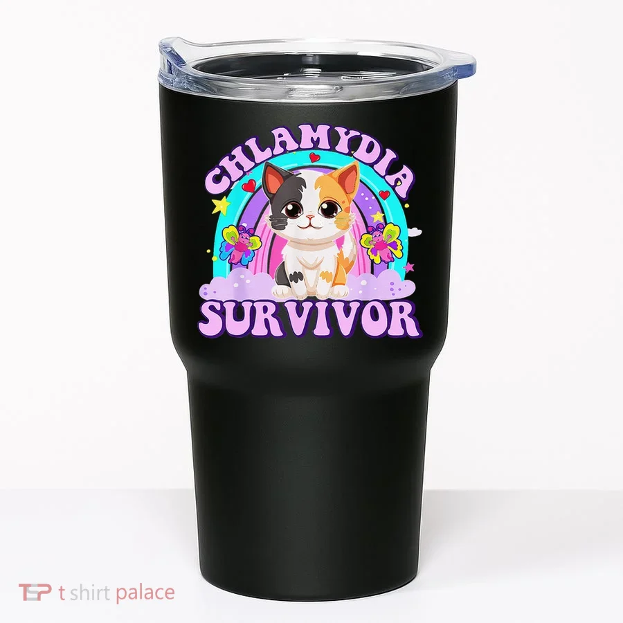 Chlamydia Survivor Cat Rainbow Gift Tumbler