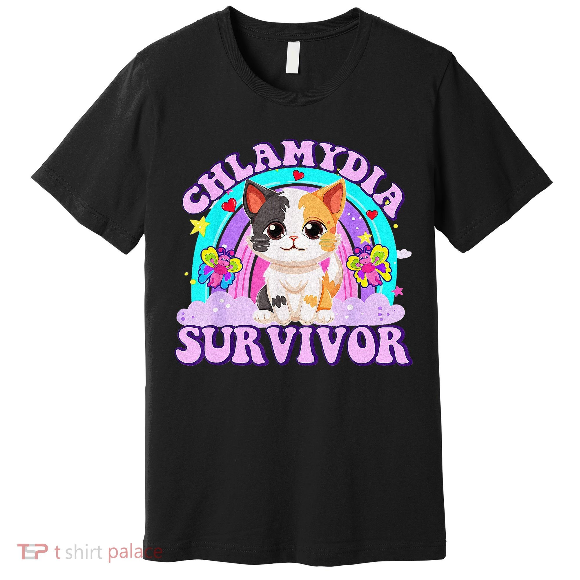 Chlamydia Survivor Cat Rainbow Gift Premium T-Shirt