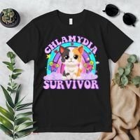Chlamydia Survivor Cat Rainbow Gift Premium T-Shirt thumb 2