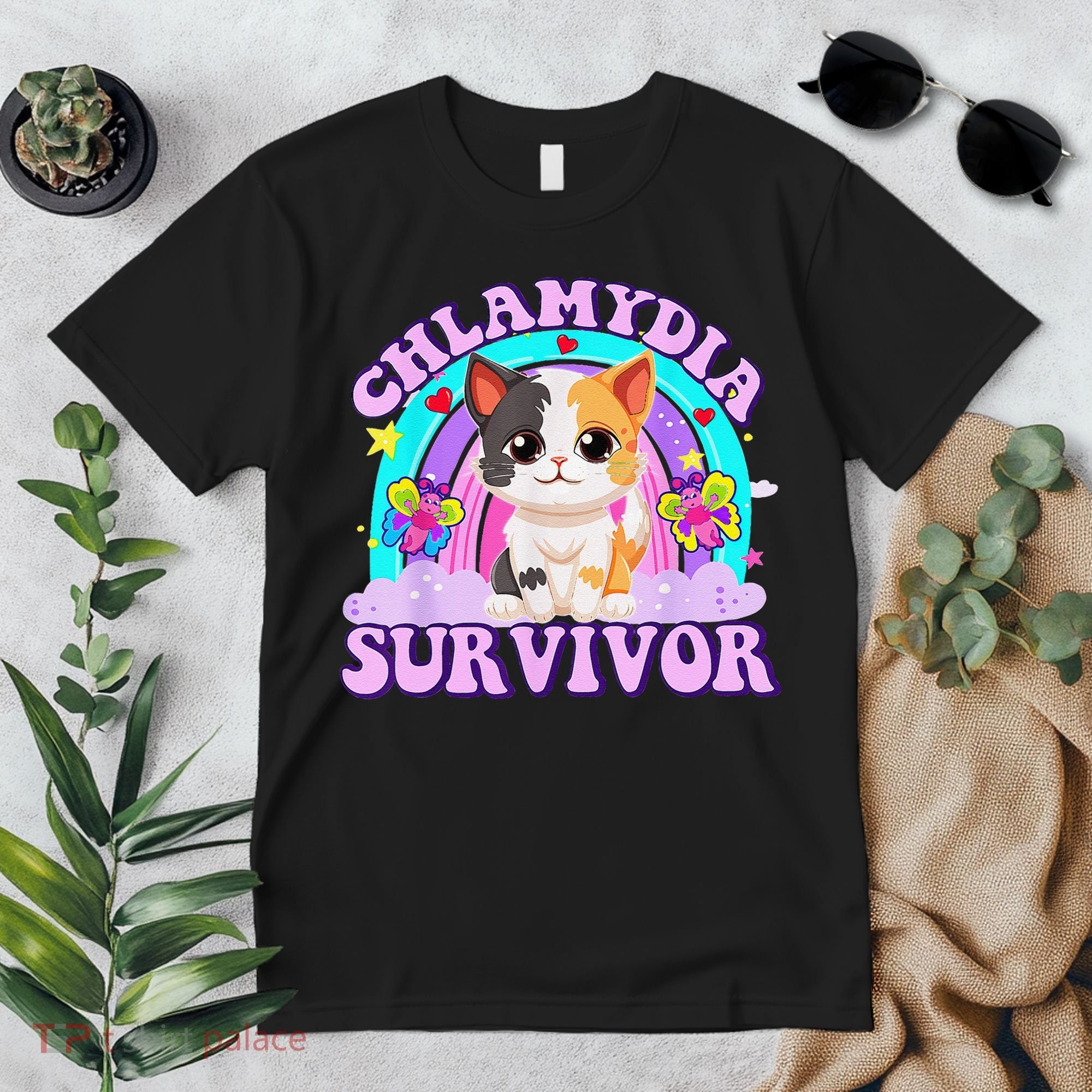 Chlamydia Survivor Cat Rainbow Gift Premium T-Shirt