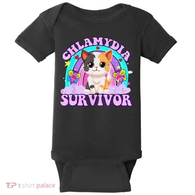 Chlamydia Survivor Cat Rainbow Gift Baby Bodysuit