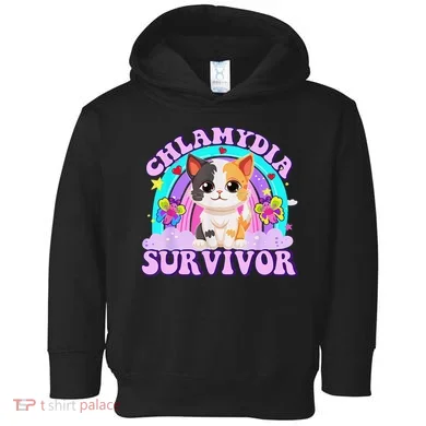Chlamydia Survivor Cat Rainbow Gift Toddler Hoodie