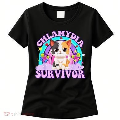 Chlamydia Survivor Cat Rainbow Gift Women's T-Shirt