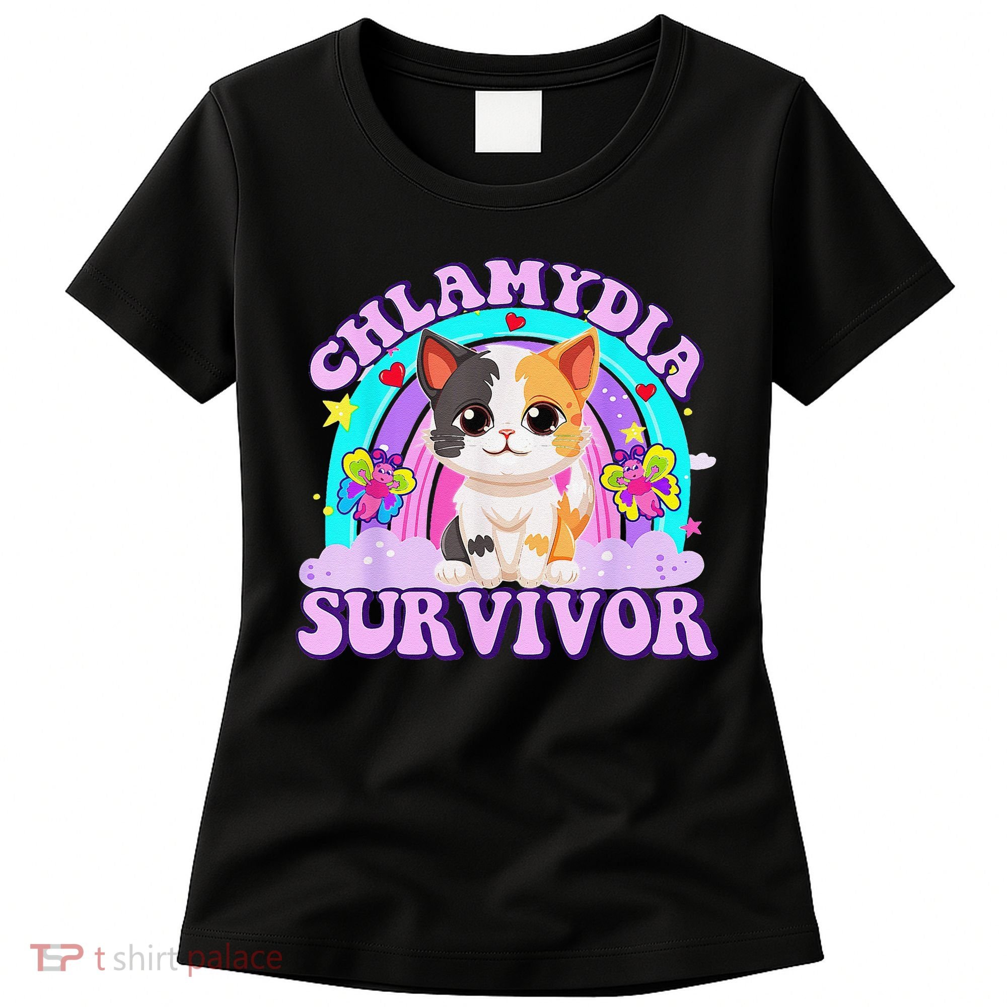 Chlamydia Survivor Cat Rainbow Gift Women's T-Shirt