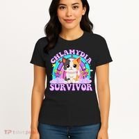 Chlamydia Survivor Cat Rainbow Gift Women's T-Shirt thumb 4