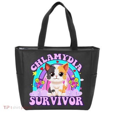 Chlamydia Survivor Cat Rainbow Gift Tote Bag
