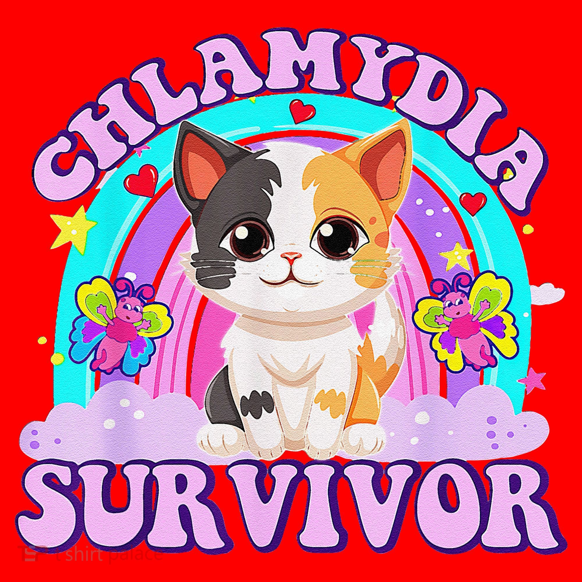Chlamydia Survivor Cat Rainbow Gift Santa Hat