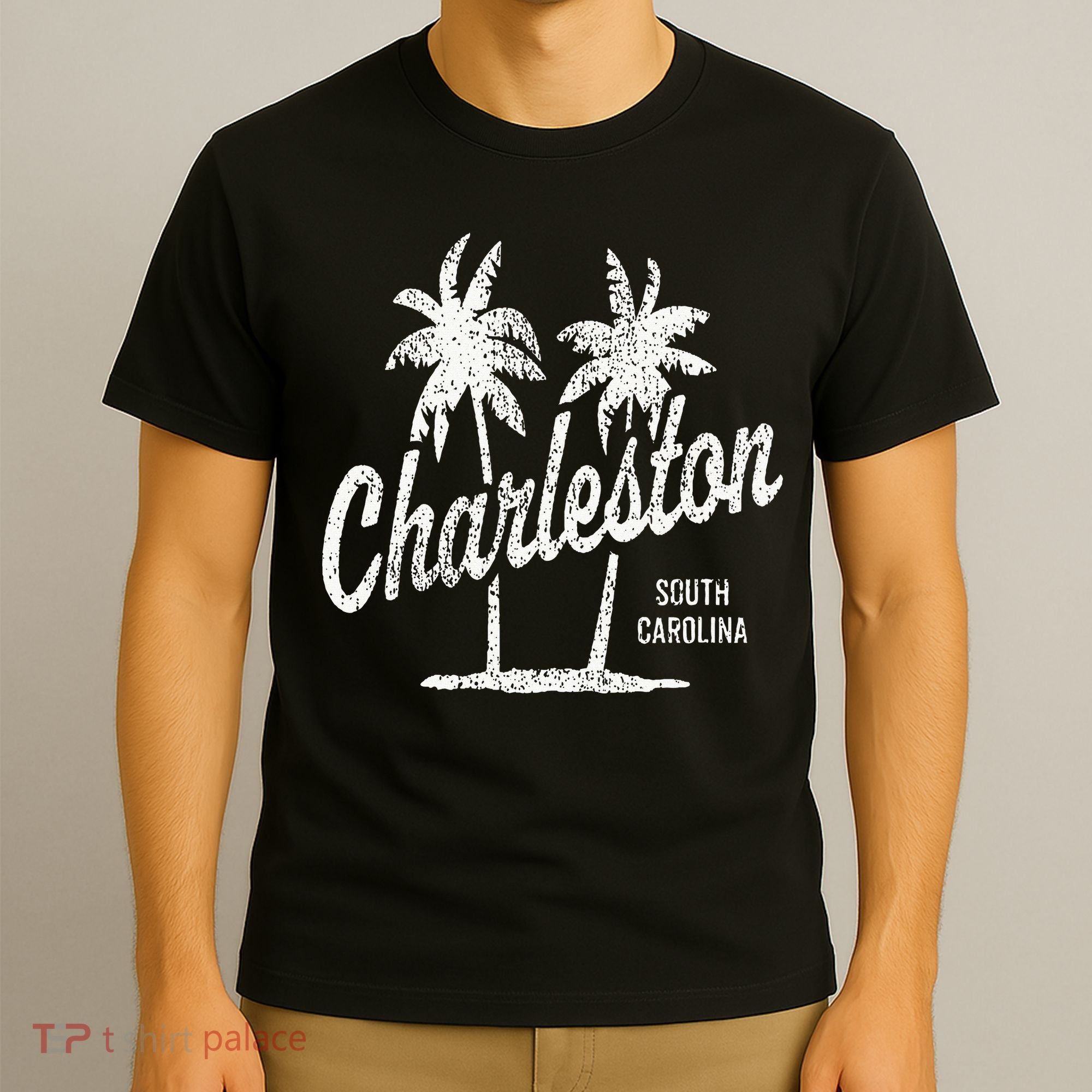 Charleston South Carolina Vintage 70s Palm Trees T-Shirt