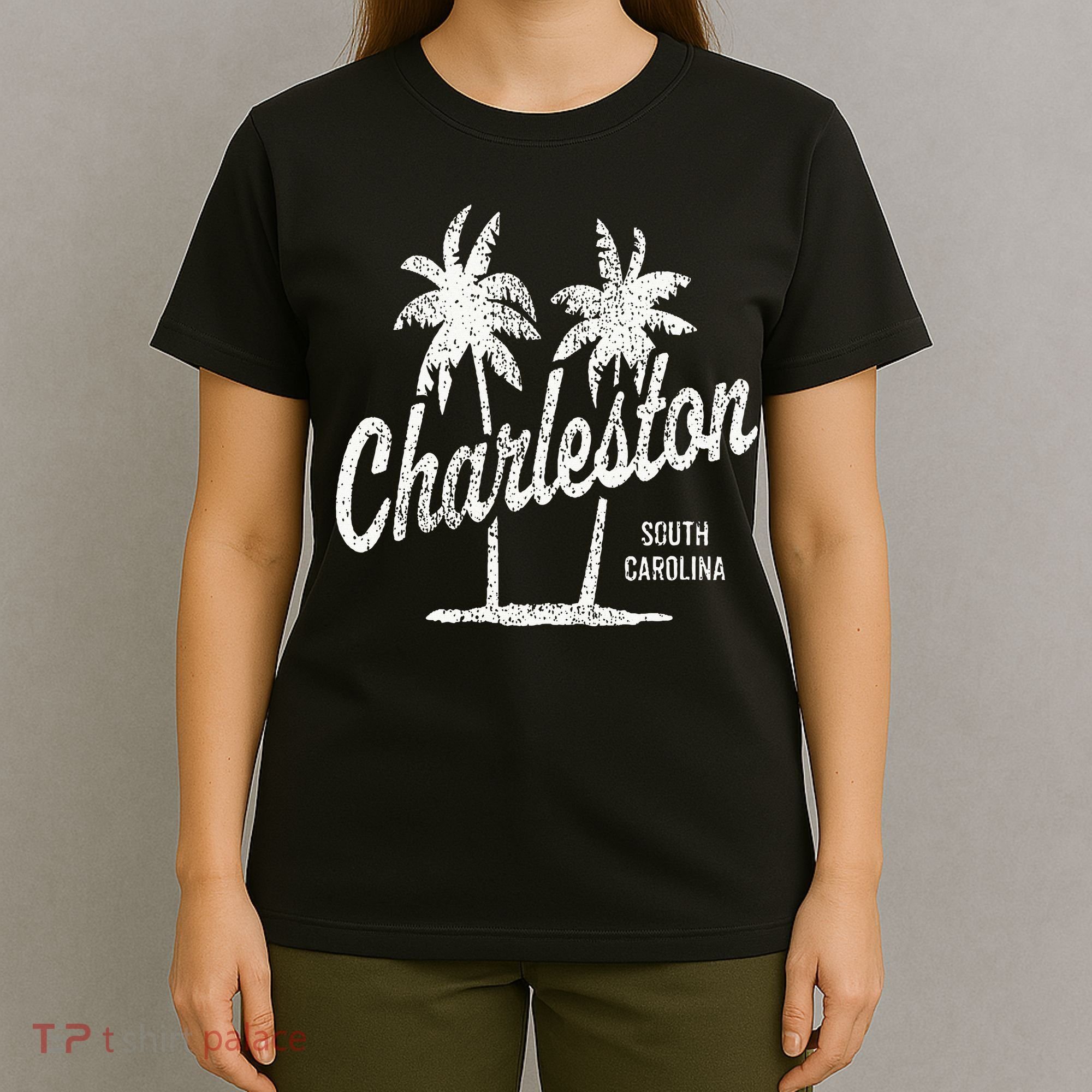 Charleston South Carolina Vintage 70s Palm Trees T-Shirt