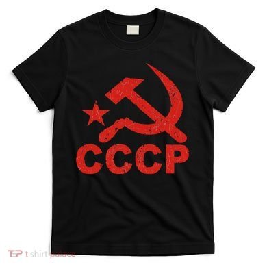 Cccp Soviet Communist Star Hammer Sickle Top T-Shirt