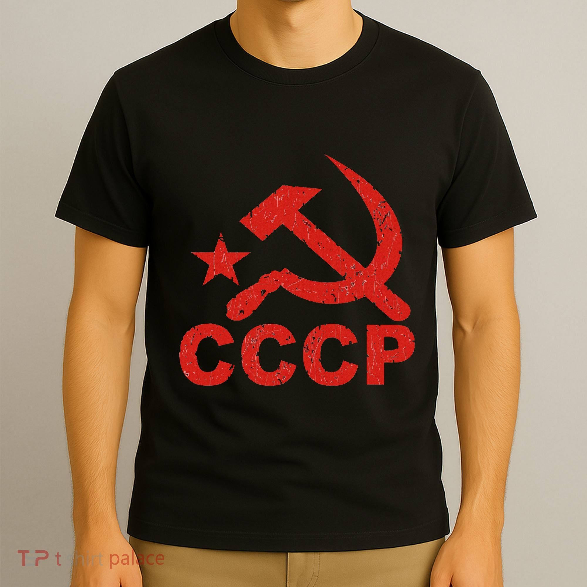 Cccp Soviet Communist Star Hammer Sickle Top T-Shirt