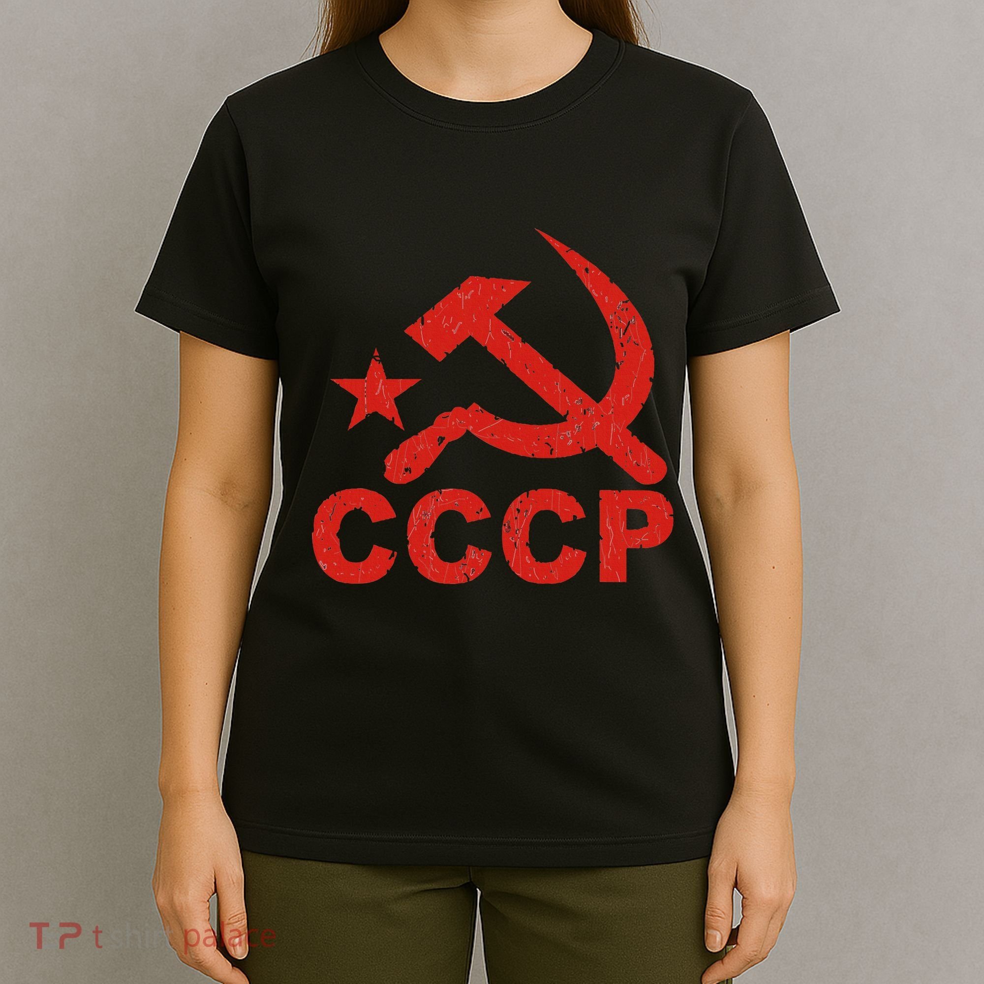 Cccp Soviet Communist Star Hammer Sickle Top T-Shirt
