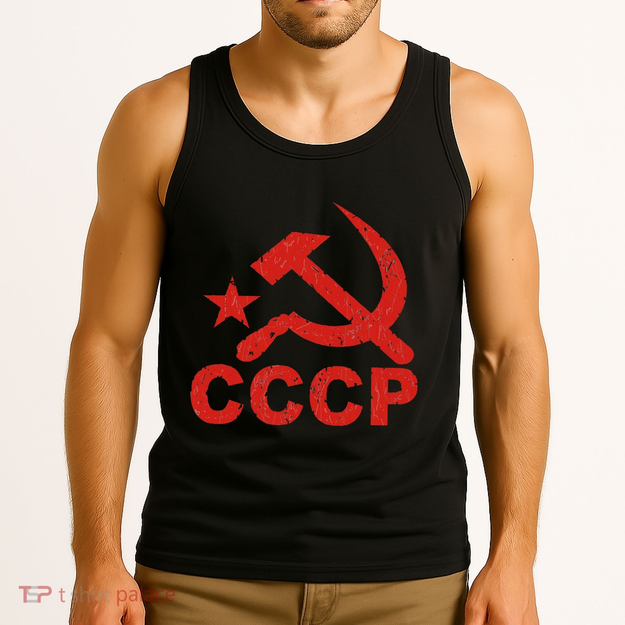 Cccp Soviet Communist Star Hammer Sickle Top Tank Top