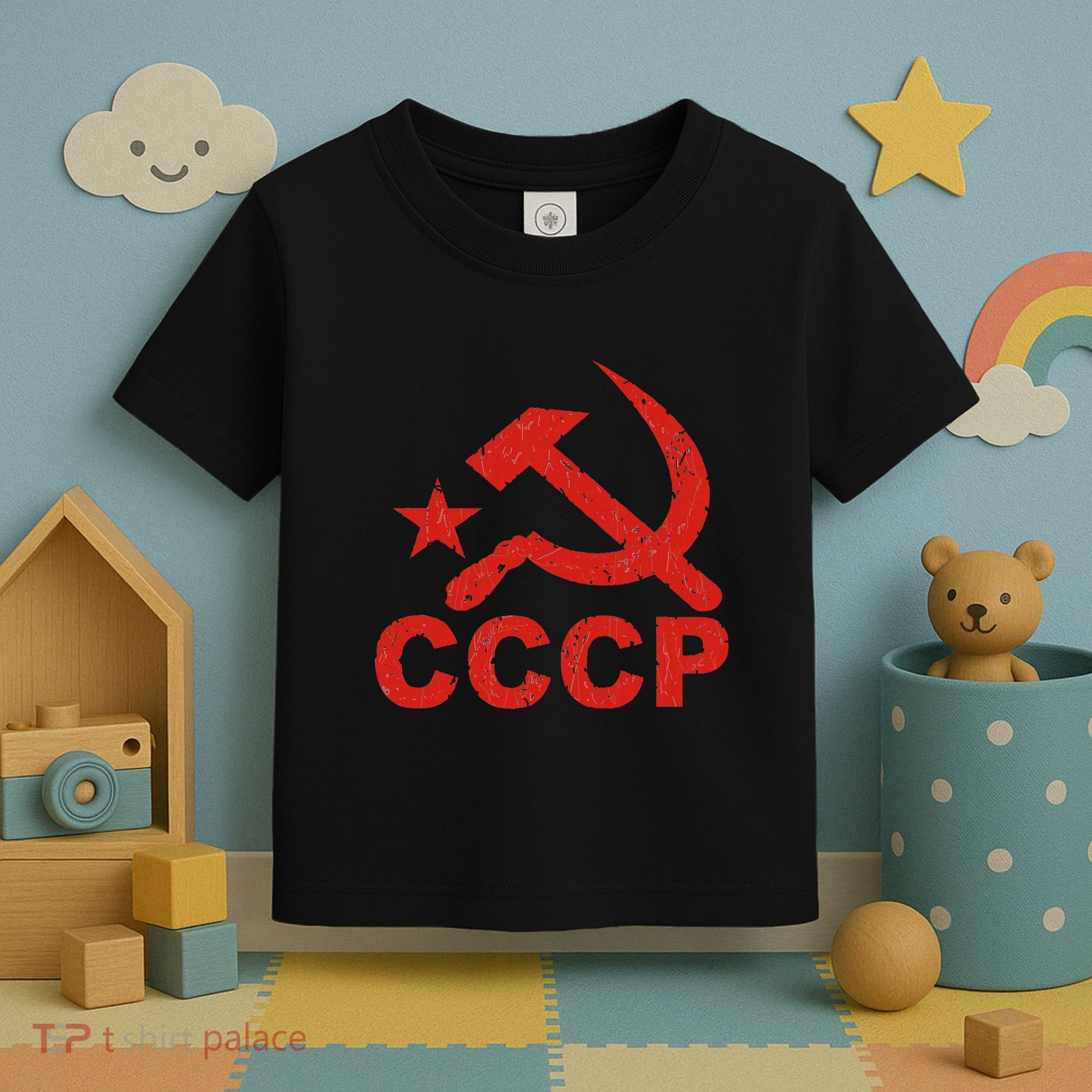 Cccp Soviet Communist Star Hammer Sickle Top Toddler T-Shirt