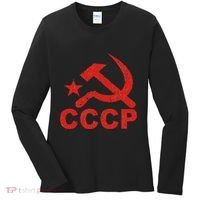 Cccp Soviet Communist Star Hammer Sickle Top Women's Long Sleeve Shirt thumb 0