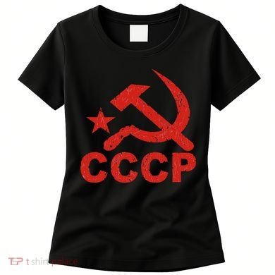 Cccp Soviet Communist Star Hammer Sickle Top Women's T-Shirt
