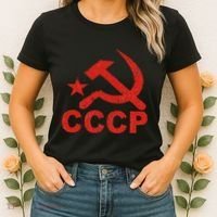 Cccp Soviet Communist Star Hammer Sickle Top Women's T-Shirt thumb 2